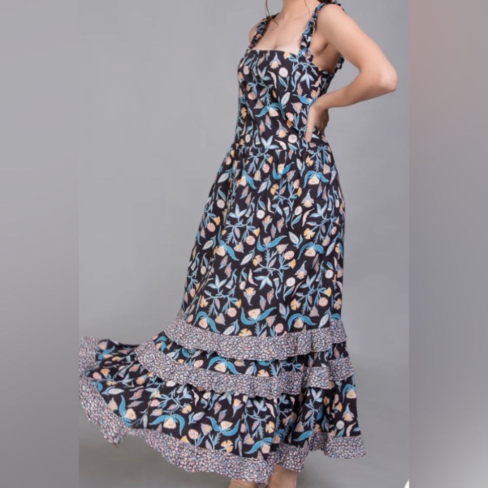 Universal Thread Floral Ruffle Midi Sundress EUC Pockets SZ S